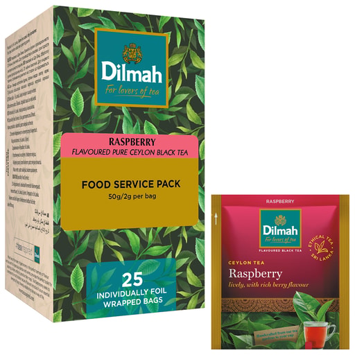 DILMAH juodoji Ceilono arbata Raspberry, 25 pakeliai 