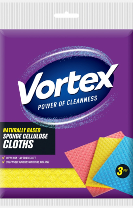 VORTEX celiuliozės šluostės, 3 vnt.