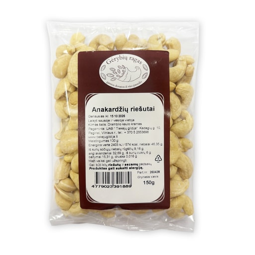 Anakardžių riešutai, 150 g