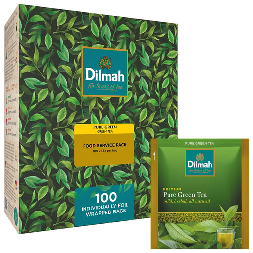 DILMAH natūrali žalioji arbata be priedų, 100 pakelių, 150 g
