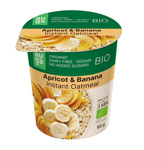 AUGA Ekologiška avižinė košė su abrikosais ir bananais, 60g