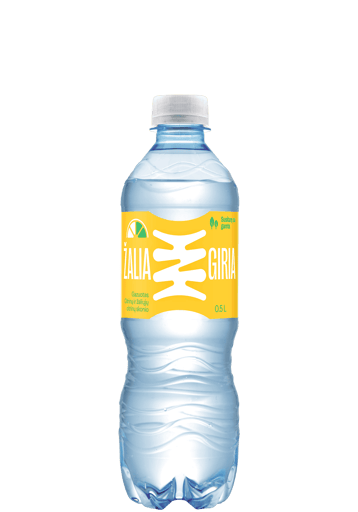 Citrinų ir žaliųjų citrinų skonio gazuotas vanduo ŽALIA GIRIA, 0,5 L